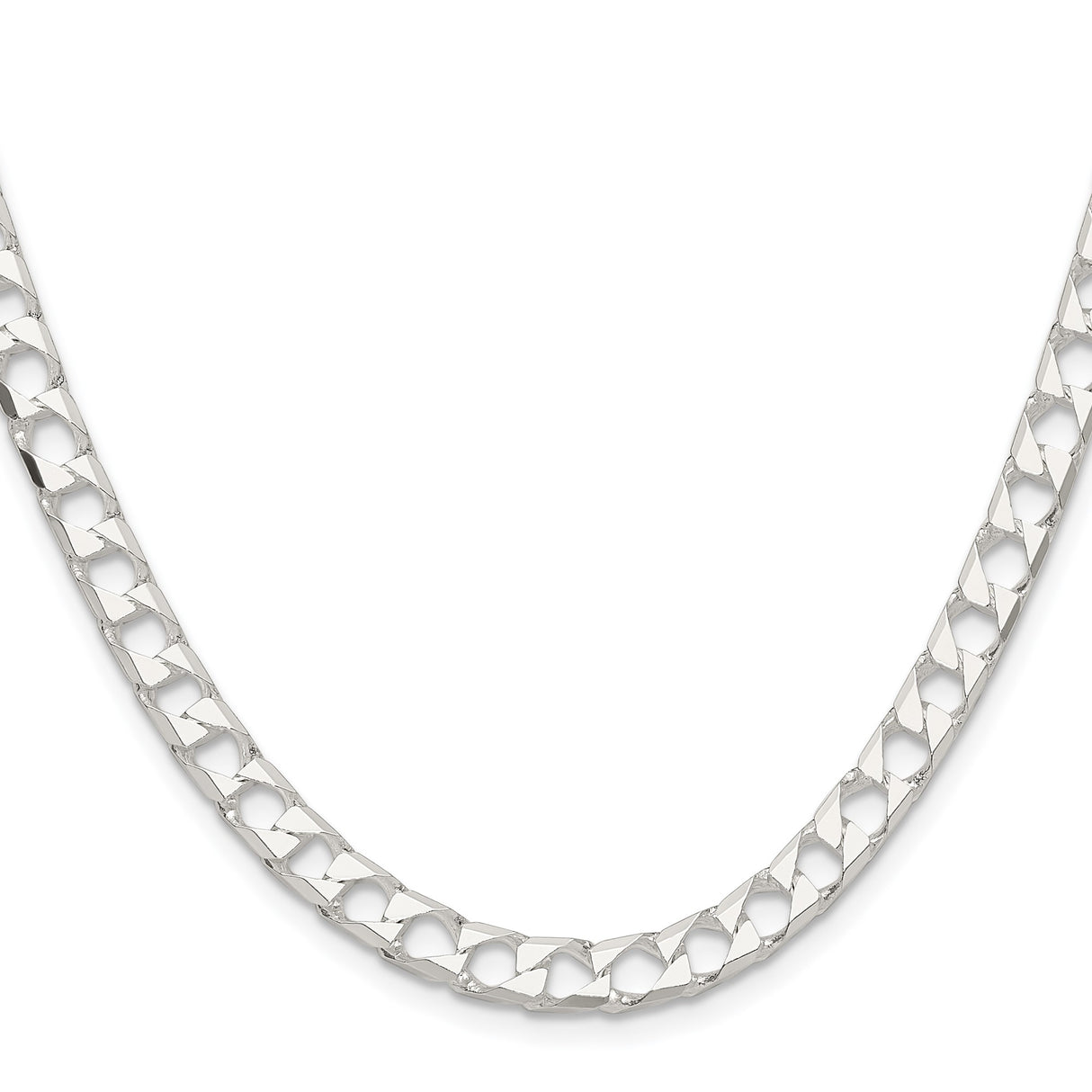 925 White Gold 5.75 mm Curb Chain Necklace, Polished