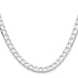 925 White Gold 5.75 mm Curb Chain Necklace, Polished