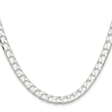 925 White Gold 5.75 mm Curb Chain Necklace, Polished