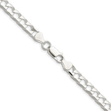 925 White Gold 5.75 mm Curb Chain Necklace, Polished alternate angle