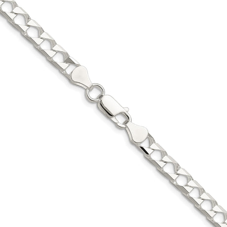 925 White Gold 5.75 mm Curb Chain Necklace, Polished alternate angle