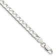 925 White Gold 5.75 mm Curb Chain Anklet, Polished shown for scale