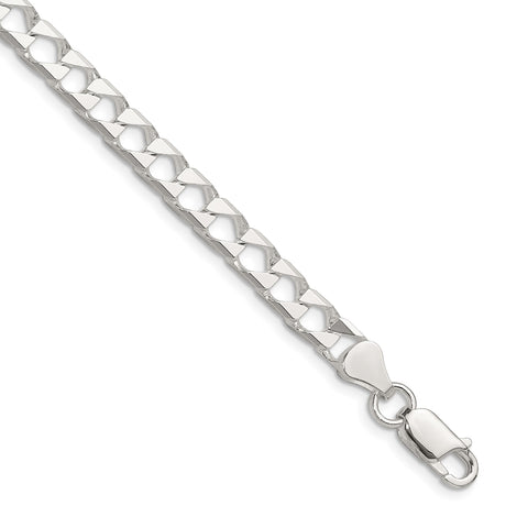 925 White Gold 5.75 mm Curb Chain Bracelet, Polished shown for scale