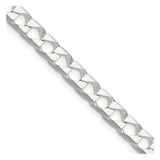 925 White Gold 5.75 mm Curb Chain Necklace, Polished detail view