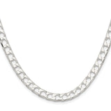 925 White Gold 5.75 mm Curb Chain Necklace, Polished