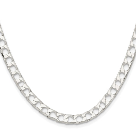 925 White Gold 5.75 mm Curb Chain Necklace, Polished