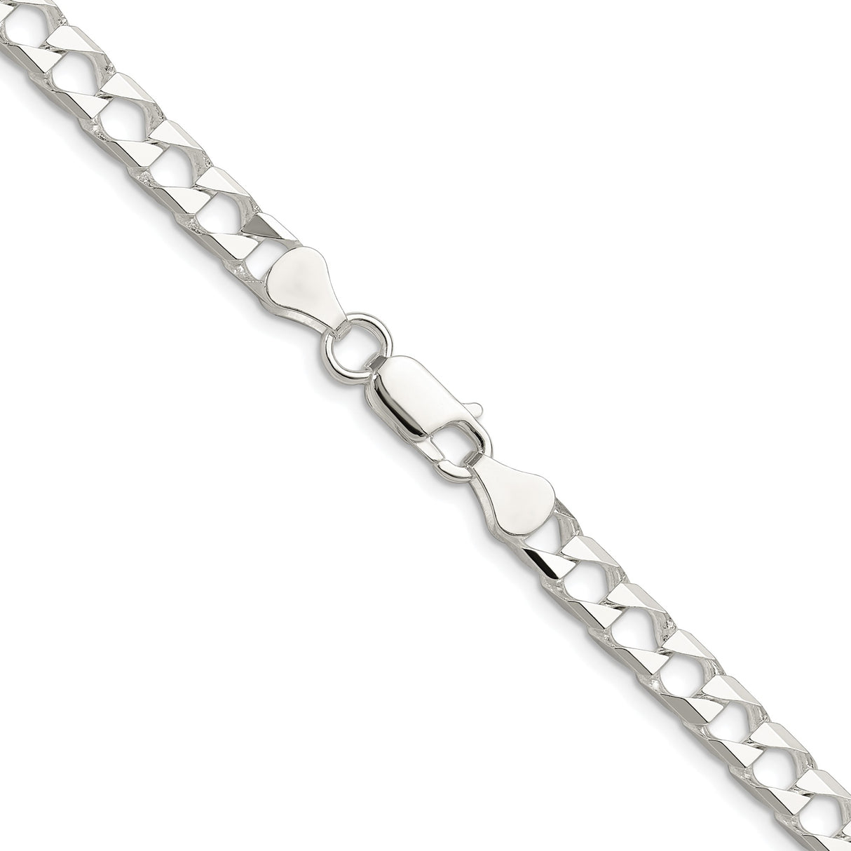 925 White Gold 5.75 mm Curb Chain Necklace, Polished alternate angle