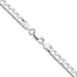 925 White Gold 5.75 mm Curb Chain Necklace, Polished alternate angle