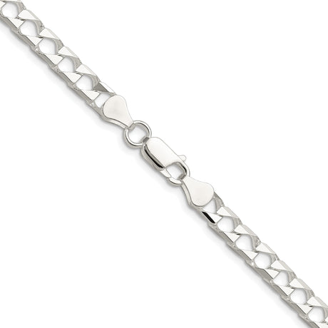 925 White Gold 5.75 mm Curb Chain Necklace, Polished alternate angle