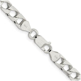 925 White Gold 6.25 mm Curb Chain Necklace, Polished alternate angle