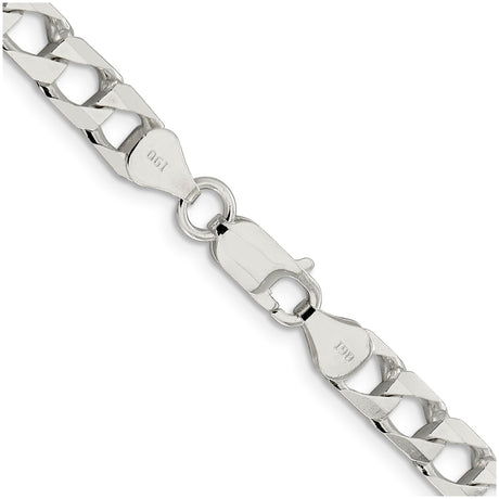 925 White Gold 6.25 mm Curb Chain Necklace, Polished alternate angle