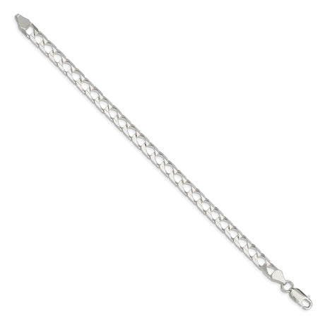 925 White Gold 6.25 mm Curb Chain Anklet, Polished