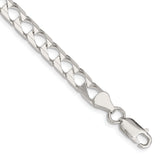 925 White Gold 6.25 mm Curb Chain Bracelet, Polished shown for scale