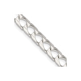 925 White Gold 6.25 mm Curb Chain Necklace, Polished detail view