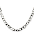 925 White Gold 6.25 mm Curb Chain Necklace, Polished