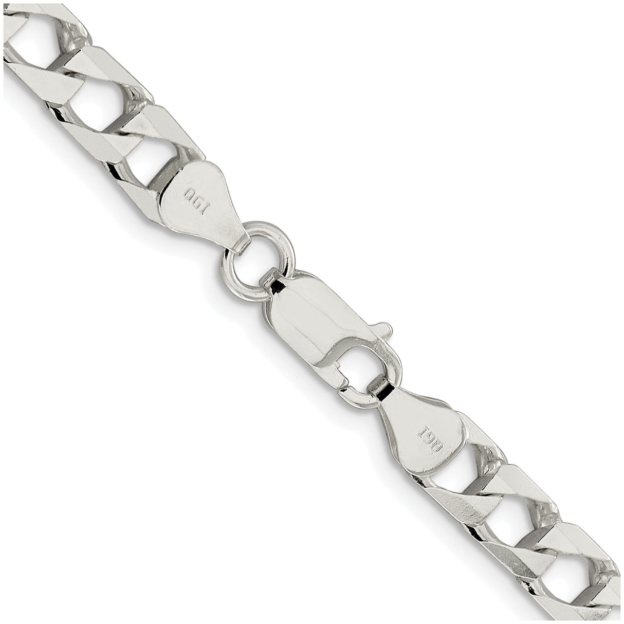 925 White Gold 6.25 mm Curb Chain Necklace, Polished alternate angle
