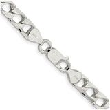 925 White Gold 6.25 mm Curb Chain Necklace, Polished alternate angle
