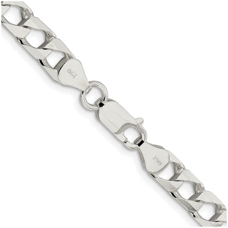 925 White Gold 6.25 mm Curb Chain Necklace, Polished alternate angle