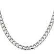 925 White Gold 7.2 mm Curb Chain Necklace, Polished