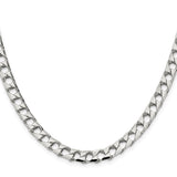 925 White Gold 7.2 mm Curb Chain Necklace, Polished