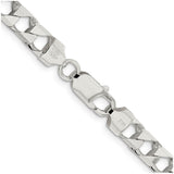 925 White Gold 7.2 mm Curb Chain Necklace, Polished alternate angle