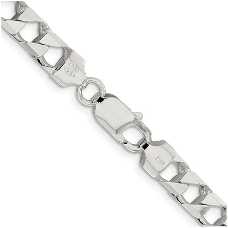 925 White Gold 7.2 mm Curb Chain Necklace, Polished alternate angle