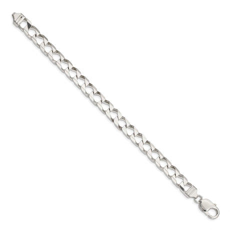 925 White Gold 7.2 mm Curb Chain Anklet, Polished