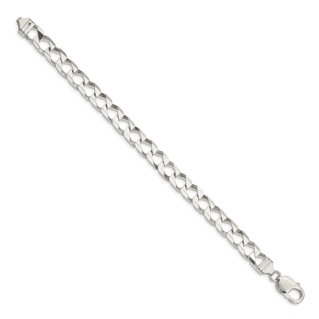 925 White Gold 7.2 mm Curb Chain Bracelet, Polished