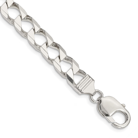 925 White Gold 7.2 mm Curb Chain Anklet, Polished shown for scale