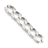 925 White Gold 7.2 mm Curb Chain Necklace, Polished detail view