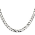 925 White Gold 7.2 mm Curb Chain Necklace, Polished