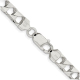 925 White Gold 7.2 mm Curb Chain Necklace, Polished alternate angle