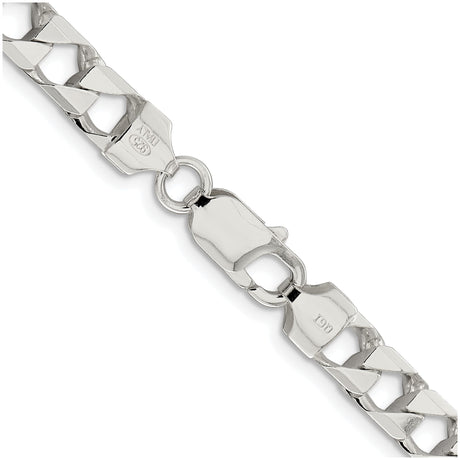 925 White Gold 7.2 mm Curb Chain Necklace, Polished alternate angle