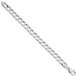925 White Gold 7.2 mm Curb Chain Bracelet, Polished