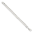 925 White Gold 8.6 mm Curb Chain Anklet, Polished