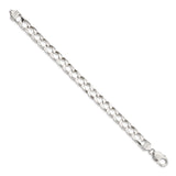 925 White Gold 8.6 mm Curb Chain Bracelet, Polished