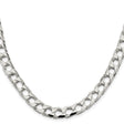 925 White Gold 8.6 mm Curb Chain Necklace, Polished