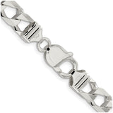 925 White Gold 8.6 mm Curb Chain Necklace, Polished alternate angle