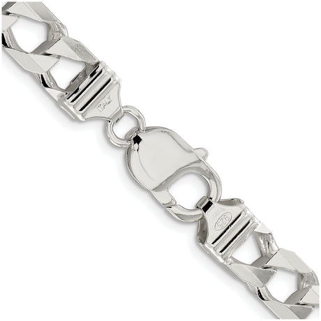 925 White Gold 8.6 mm Curb Chain Necklace, Polished alternate angle