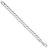 925 White Gold 8.6 mm Curb Chain Bracelet, Polished