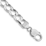 925 White Gold 8.6 mm Curb Chain Bracelet, Polished shown for scale