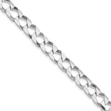 925 White Gold 8.6 mm Curb Chain Necklace, Polished detail view