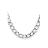 925 White Gold 10.3 mm Curb Chain Necklace, Polished