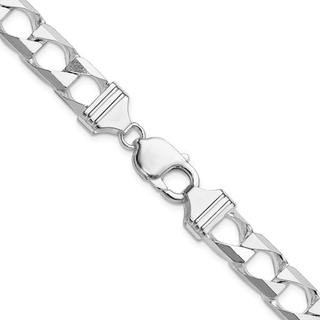 925 White Gold 10.3 mm Curb Chain Necklace, Polished alternate angle