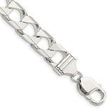 925 White Gold 10.3 mm Curb Chain Anklet, Polished shown for scale