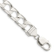 925 White Gold 10.3 mm Curb Chain Bracelet, Polished shown for scale