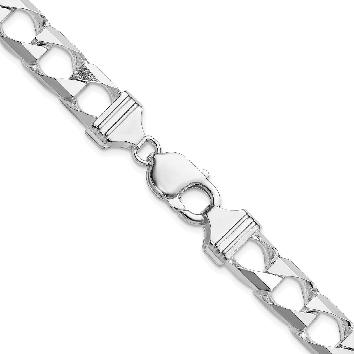 925 White Gold 10.3 mm Curb Chain Necklace, Polished alternate angle