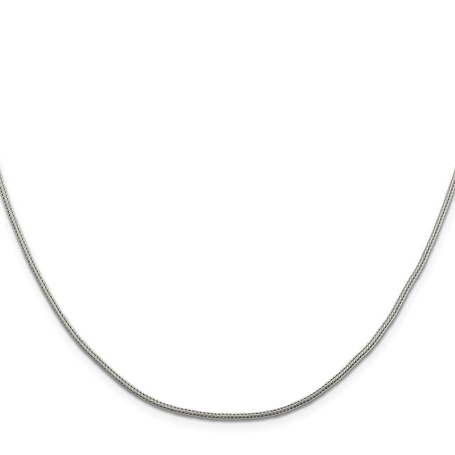 925 White Gold 1.25 mm Franco Chain Necklace, Polished