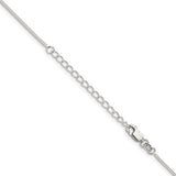 925 White Gold 1.25 mm Franco Chain Necklace, Polished detail view
