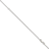 925 White Gold 1.25 mm Franco Chain Necklace, Polished detail view